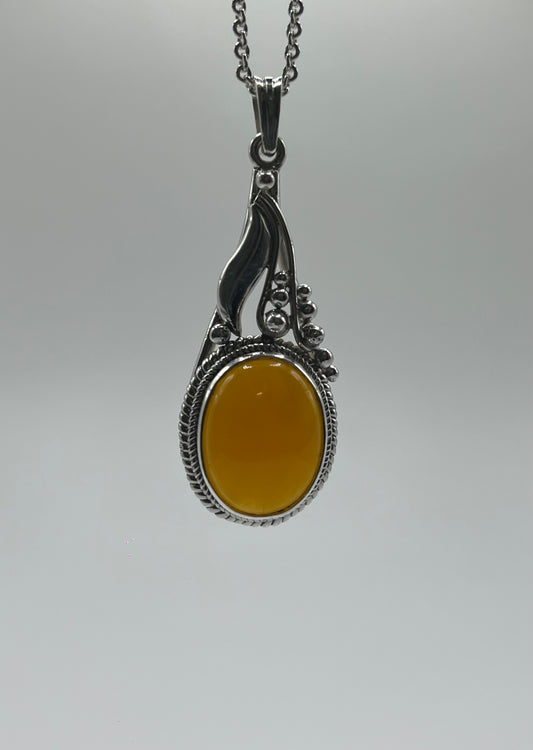 Amber Pendant & Sterling Silver Chain Combo Pack