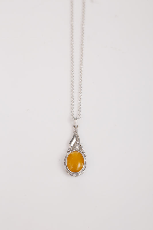 Amber Pendant & Sterling Silver Chain Combo Pack