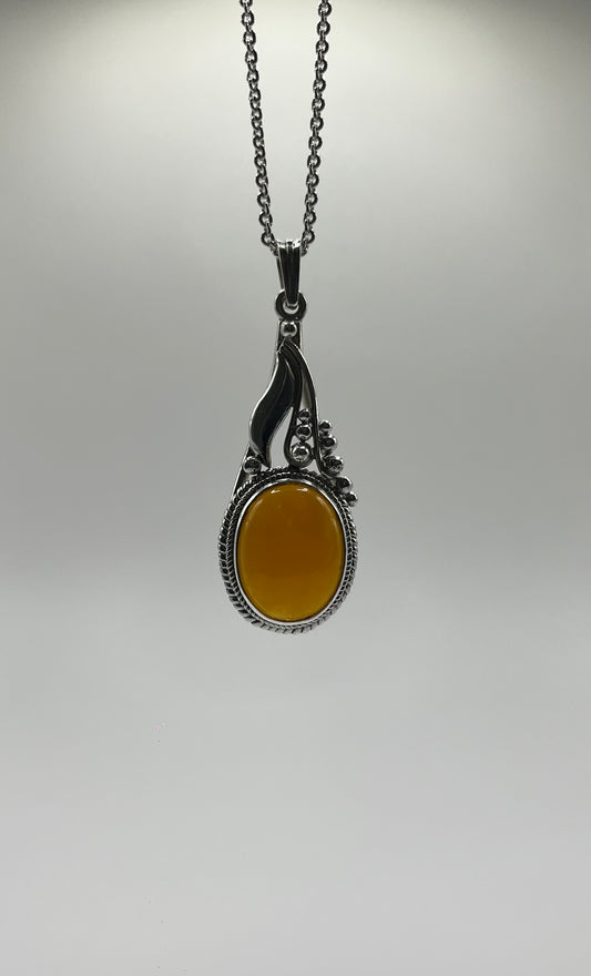 Amber Pendant & Sterling Silver Chain Combo Pack